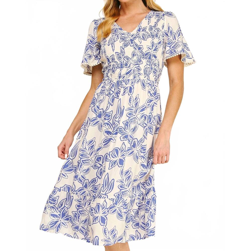 NEW WINSLOW COLLECTION sun kissed elegance midi dress in blue